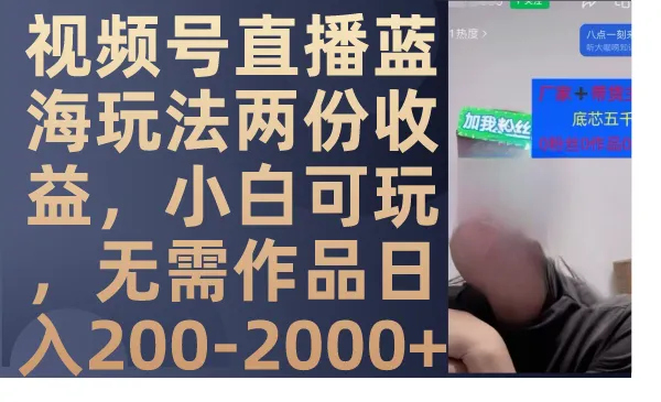 图片 [1]- 视频号直播蓝海玩法两份收益，小白可玩，无需作品日入 200-2000+- 臭虾米项目网
